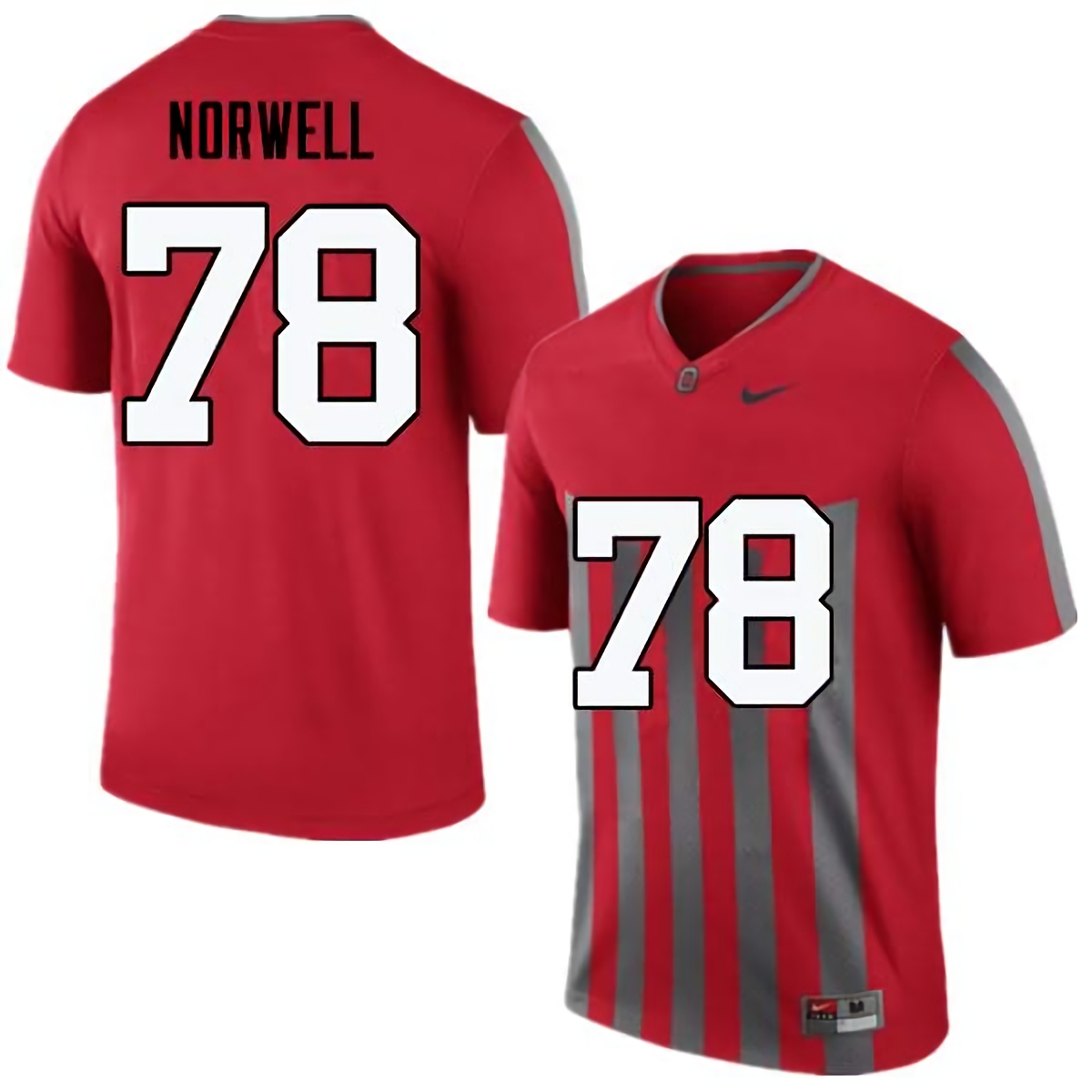 Andrew Norwell Ohio State Buckeyes Men's NCAA #78 Nike Throwback Red College Stitched Football Jersey QUG1456NV